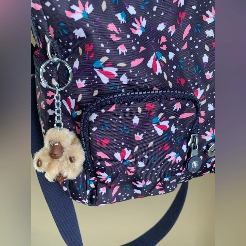 Kipling purse shoulder crossbody adjustable strap messenger confetti pattern